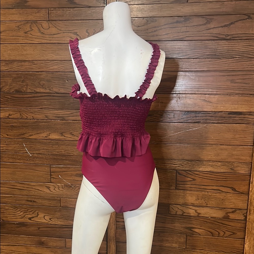 Zaful Burgundy Ruffled Bikini Set - Picture 5 of 7